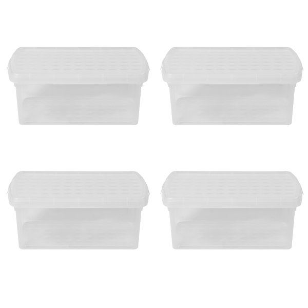 Wham Clip 4x 14L Rectangular Plastic Storage Boxes with Secure Clip